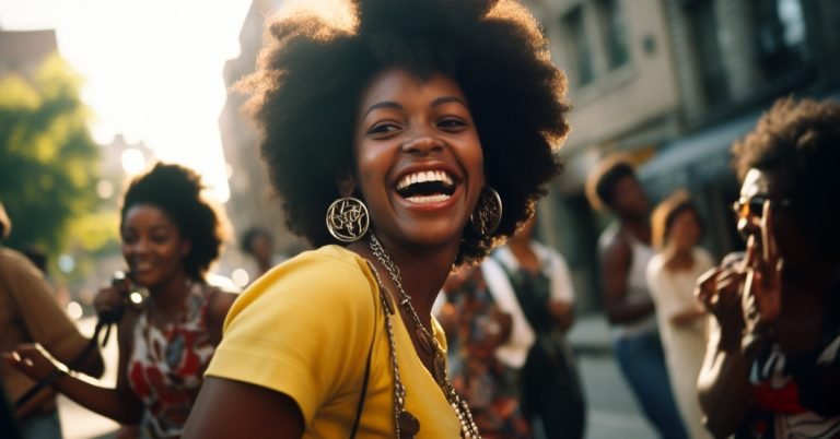 The Black Girl's Guide to Growing Maintaining and Caring for Her Natural Hair: a group of happy Black woman with natural hair of different lengths and styles captured with a vintage film camera.