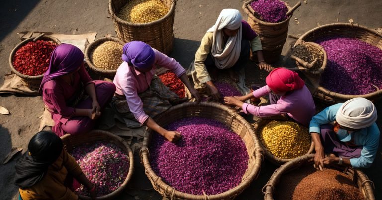 women workers engaged in sustainable sourcing practices